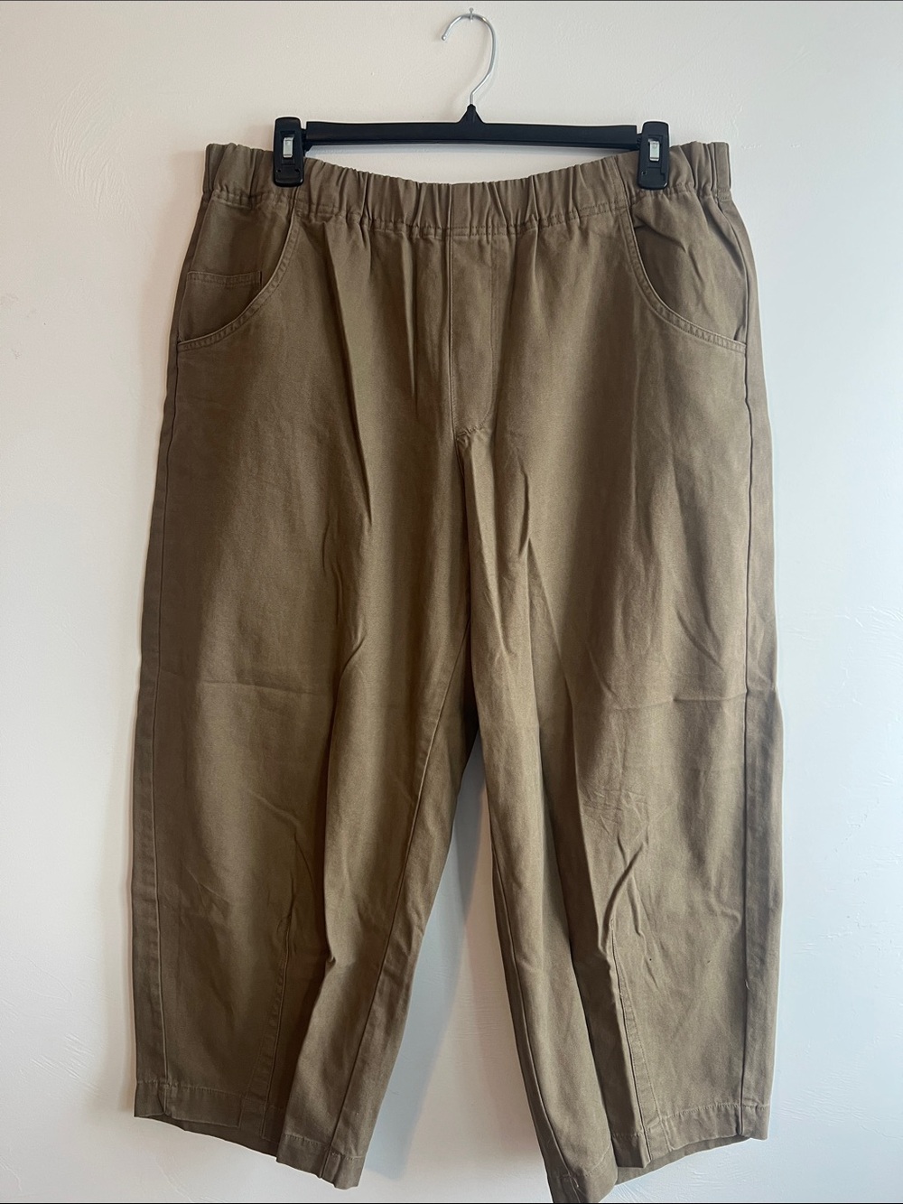 Universal Thread Elastic-Waist Barrel Pants in Olive Brown